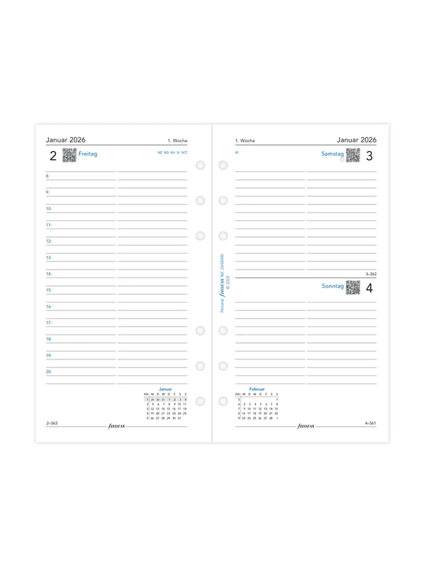 FILOFAX | Kalendereinlage Tag Deutsch Personal 2026 | 